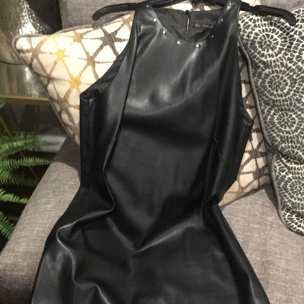 Zara Faux leather black dress